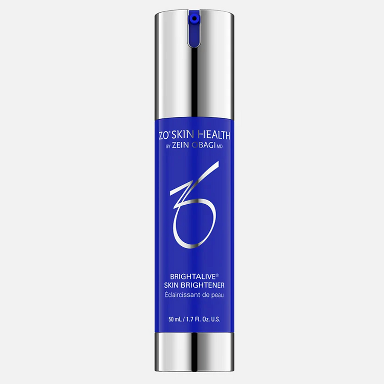 ZOยฎ Skin Health Brightalive Non-Retinol Skin Brightener Ossentialยฎ Brightalive uses a multi-vectored skin-brightening approach to minimise the appearance of skin pigmentation, discolouration and age spots. Natural enzymes help exfoliate the skin while ultra-stable vitamin C, hexylresorcinol, soy and liquorice root provide a brighter, more even skin tone for skin affected by sun damage. Our exclusive antioxidant complex fights against free radical damage and oxidative stress.